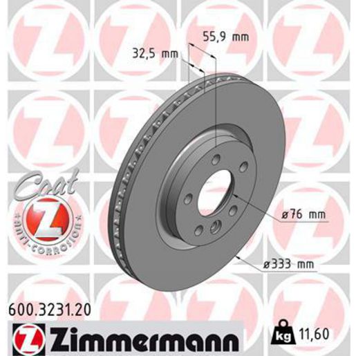 Zimmermann OE Coat Z Brake Rotor Single 333mm Front