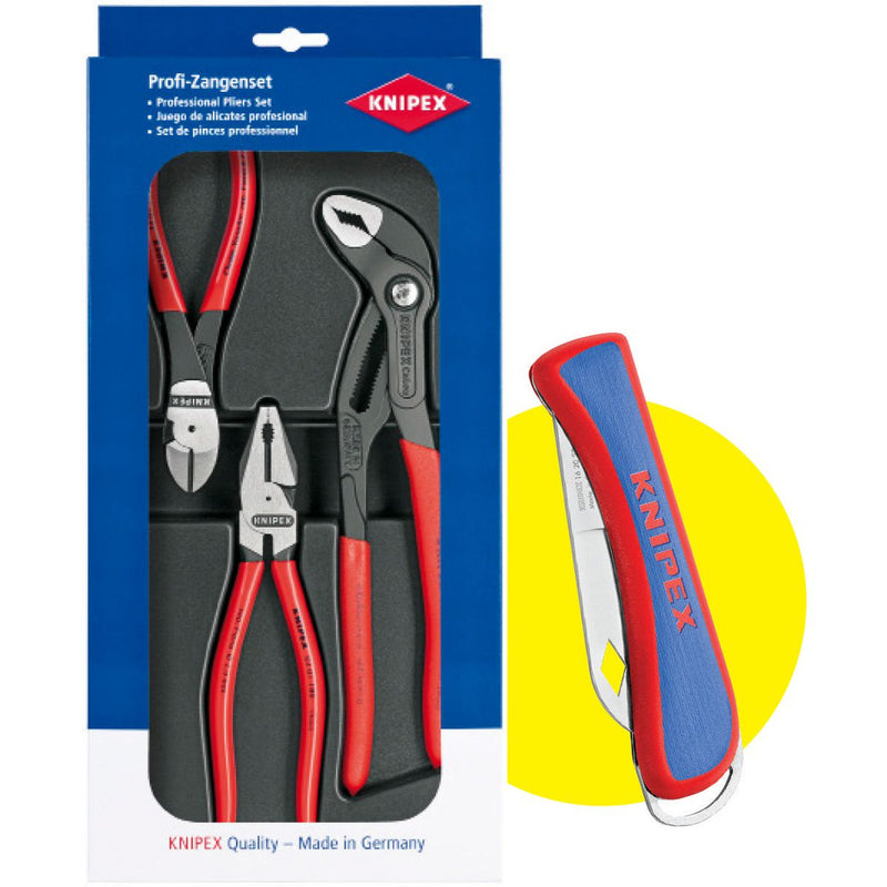 Knipex 3 Piece Plier Pack With Bonus Knife KBP070