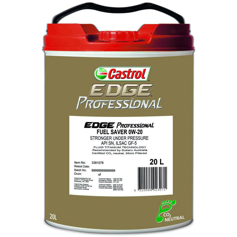 Castrol Edge Professional 0W-20 Fuel Saver Engine Oil 20L