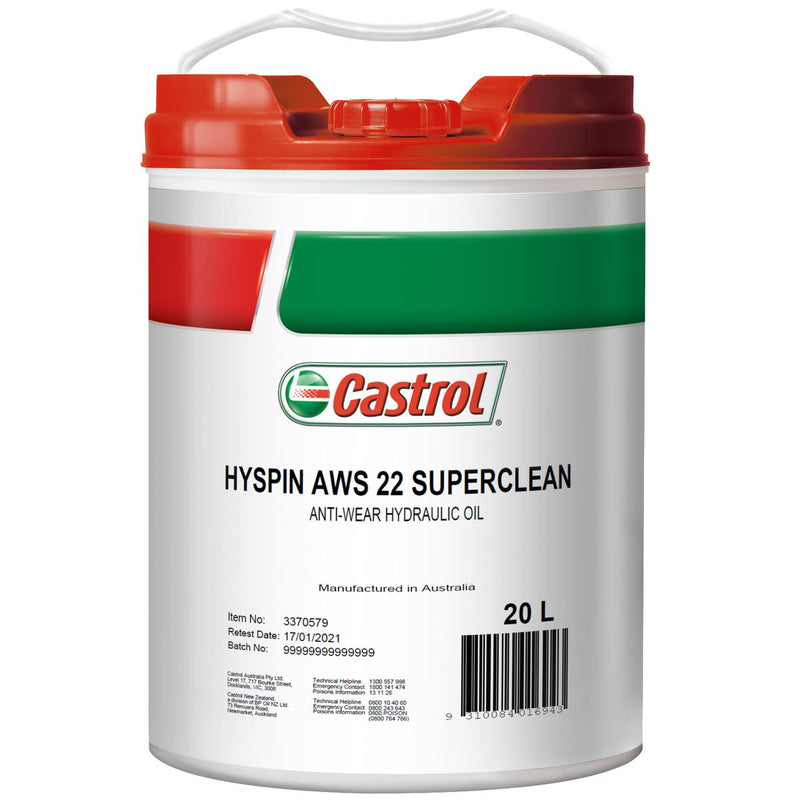 Castrol Hyspin AWS22 Superclean Hydraulic Fluid 20L