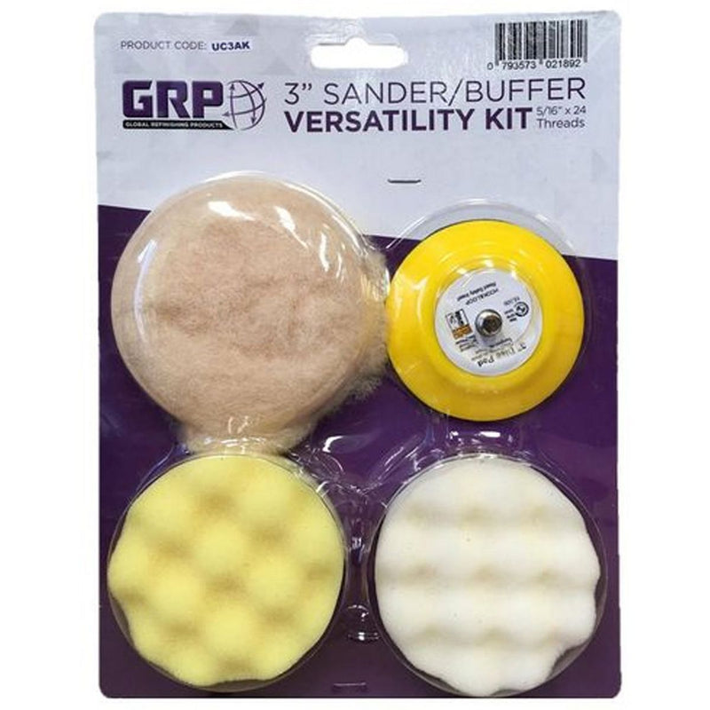 GRP 3 Inch Velcro, Foam & Wool Buffing Kit UC30K