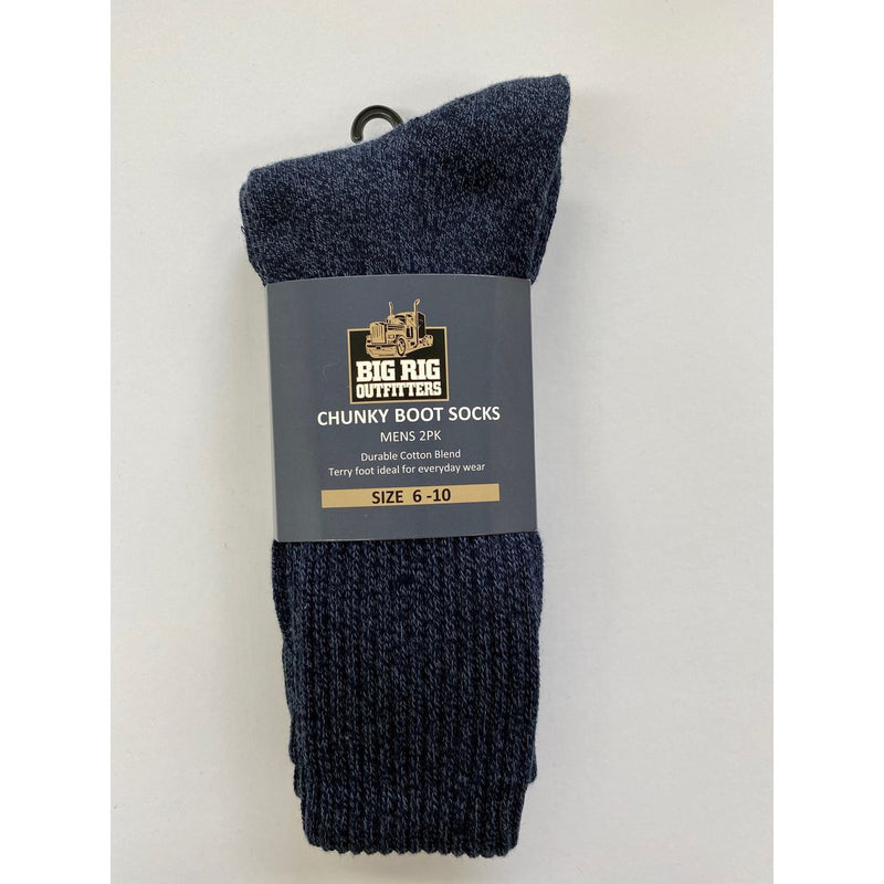 Big Rig Outfitters Chunky Boot Navy Socks Size 6-10 2Pk