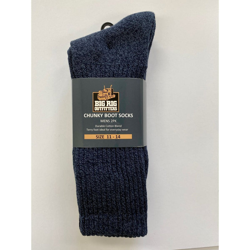 Big Rig Outfitters Chunky Boot Navy Socks Size 11 -14 2Pk