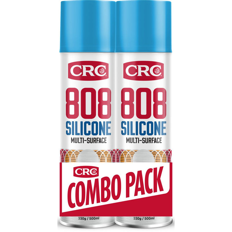 CRC 808 Silicone Multi-Surface Aerosol Spray 2x500ml 2Pk