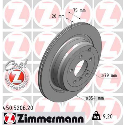 Zimmermann OE Coat Z Brake Rotor Single 352mm Rear