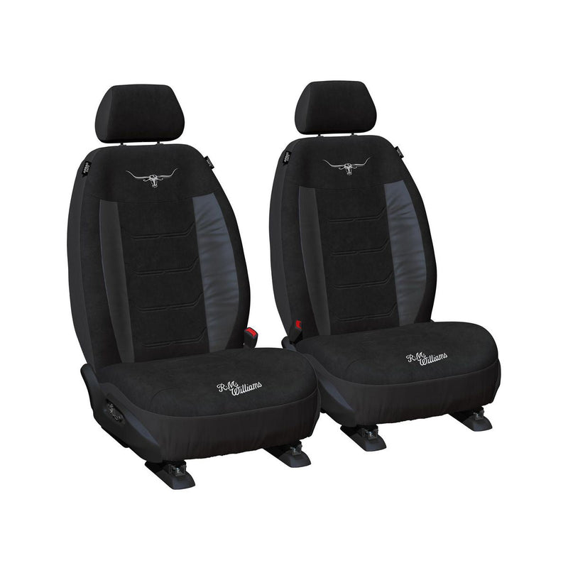R.M. Williams Front Car Seat Covers Suede Velour Black -