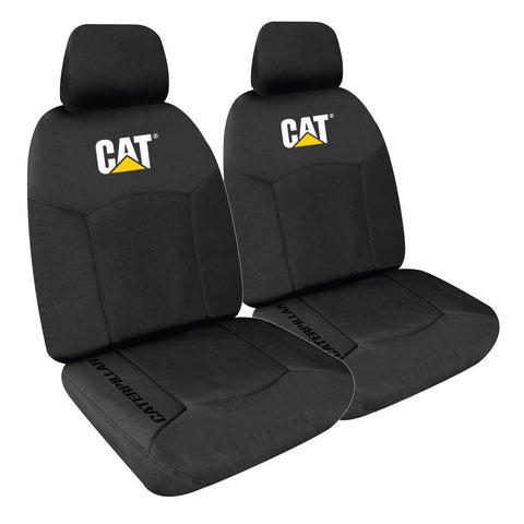 Caterpillar Front Car Seat Covers Canvas Black - Pair