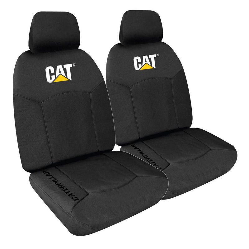 Caterpillar Front Car Seat Covers Canvas Black - Pair