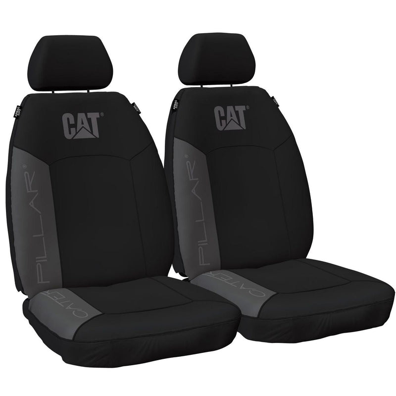 Caterpillar Front Car Seat Covers Canvas Black/Grey -