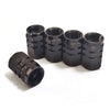 Maxi Trac Anodised Hex Black Valve Caps 5 Pack MTVC5