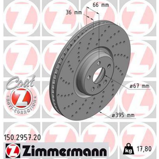 Zimmermann OE Coat Z Brake Rotor Single 395mm Front LH