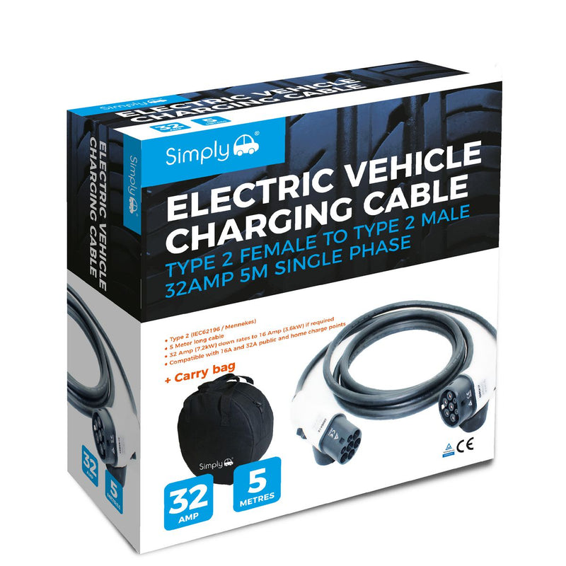 Simply Electric Vehicle Charging Cable Type 2-Type 2