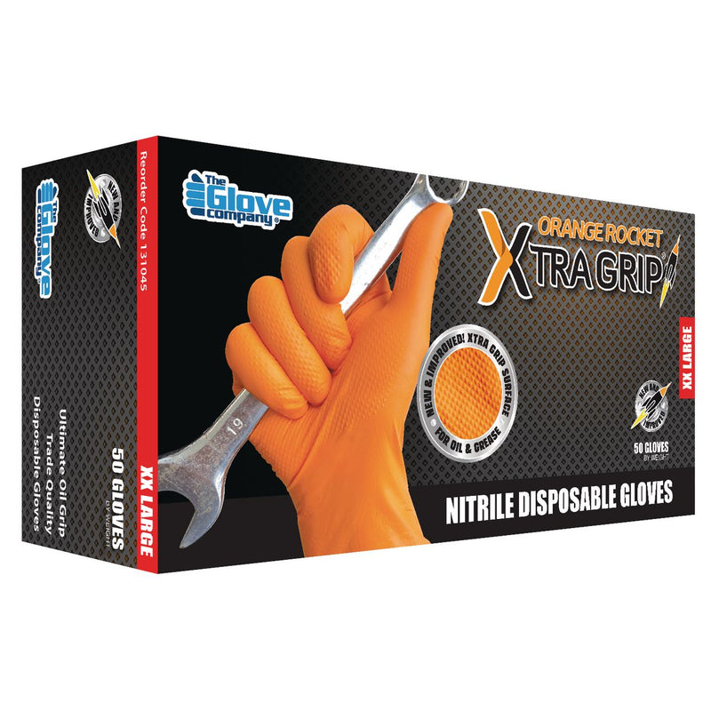 The Glove Company TGC Orange Rocket Xtra Grip Nitrile