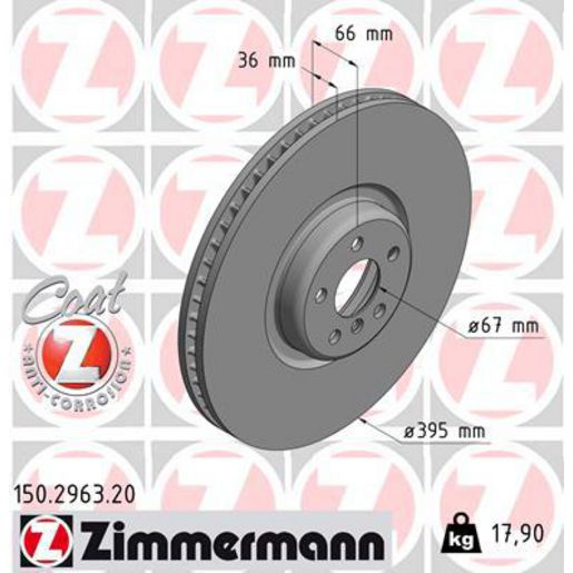 Zimmermann OE Coat Z Brake Rotor Single 395mm Front RH