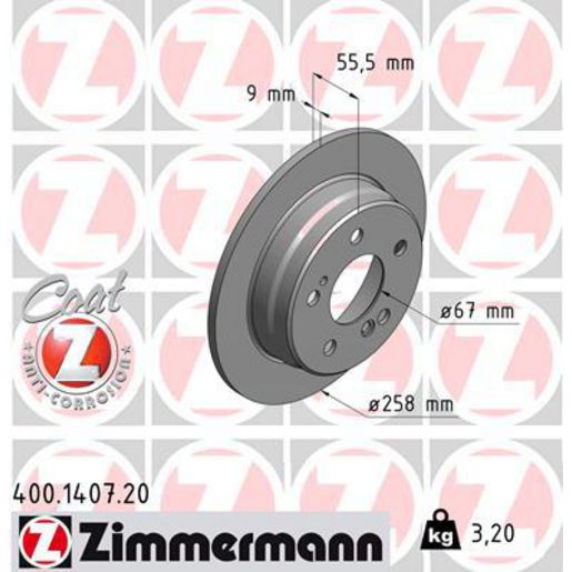 Zimmermann OE Coat Z Brake Rotor Single 258mm Rear
