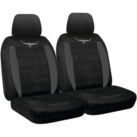R.M. Williams Front Car Seat Covers Suede Velour, Black -