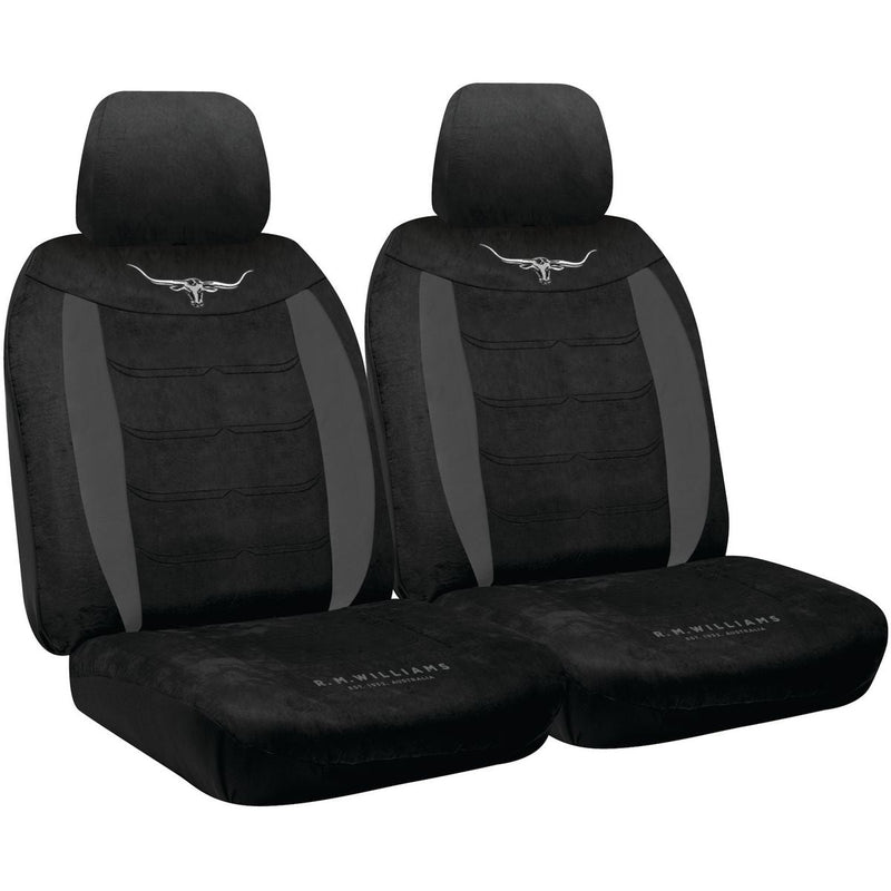 R.M. Williams Seat Cover Set Velour Front Black