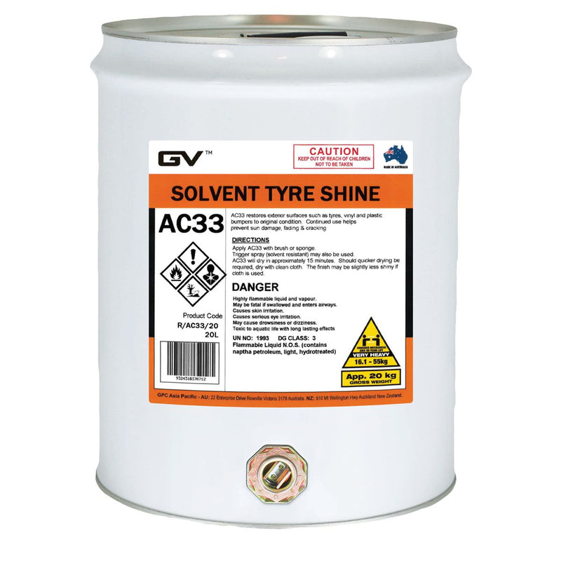 GVOil High Gloss Solvent Tyre Shine - 20L R/AC33/20