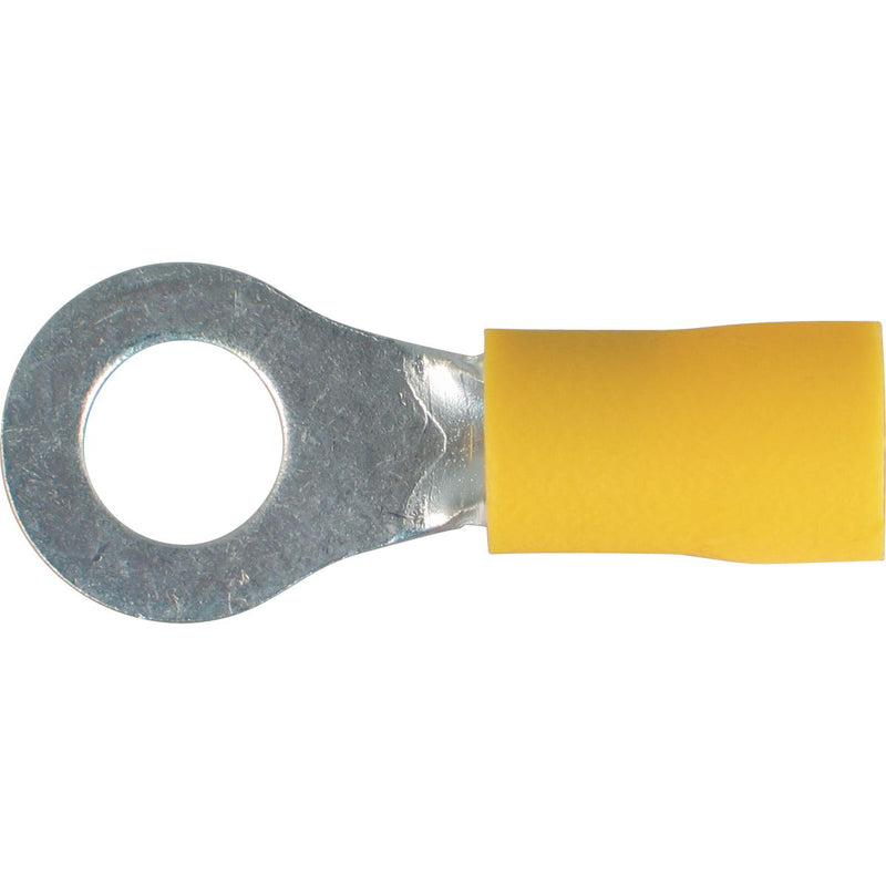 OEX Crimp Terminal Ring Yellow Id 6.3mm Vinyl 12 Pce