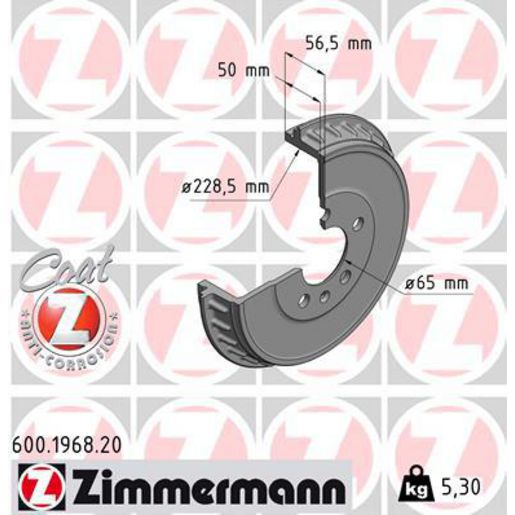 Zimmermann OE Coat Z Brake Drum Single 278mm Rear