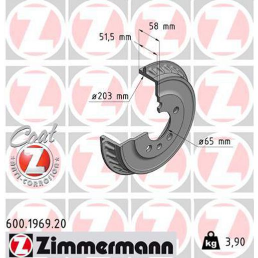 Zimmermann OE Coat Z Brake Drum Single 250mm Rear