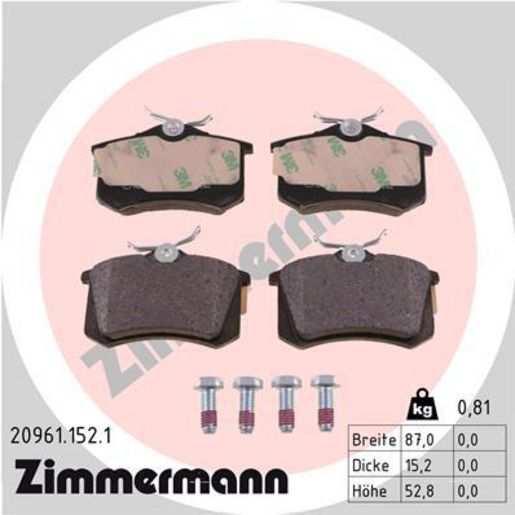 Zimmermann Brake Pad Rear Set 20961.152.1