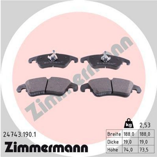 Zimmermann Brake Pad Front Set 24743.190.1