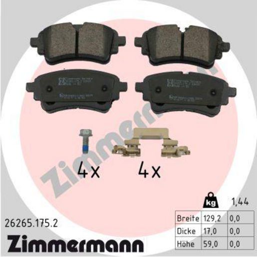 Zimmermann Brake Pad Rear Set 26265.175.2