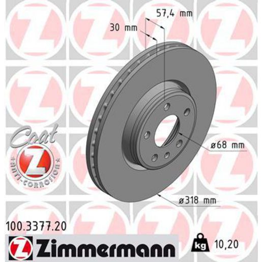 Zimmermann OE Coat Z Brake Rotor Single 318mm Front