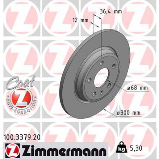 Zimmermann OE Coat Z Brake Rotor Single 300mm Rear