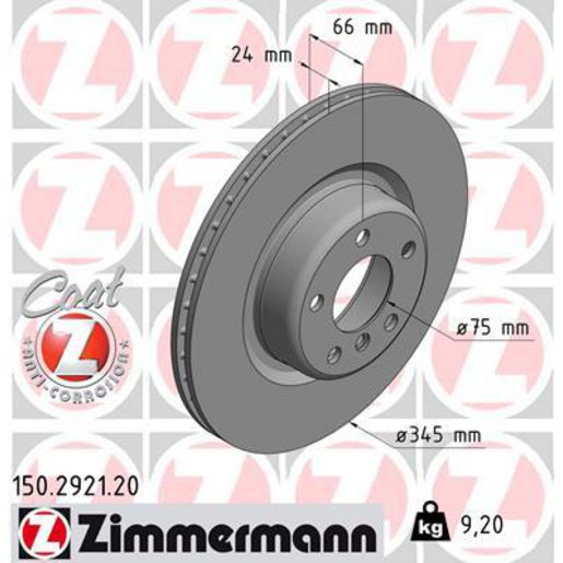 Zimmermann OE Coat Z Brake Rotor Single 345mm Rear