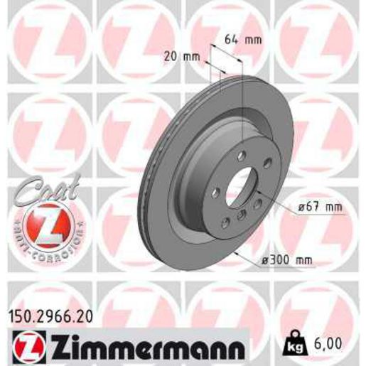 Zimmermann OE Coat Z Brake Rotor Single 300mm Rear