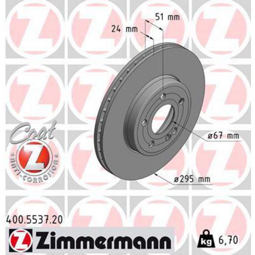 Zimmermann OE Coat Z Brake Rotor Single 295mm Front