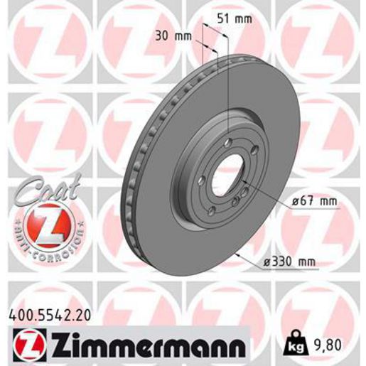 Zimmermann OE Coat Z Brake Rotor Single 330mm Front