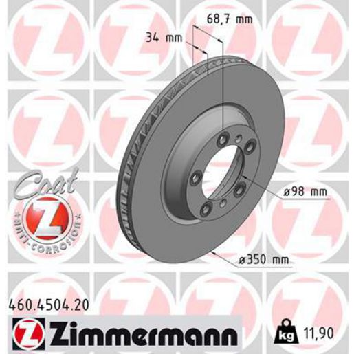 Zimmermann OE Coat Z Brake Rotor Single 350mm Front LH