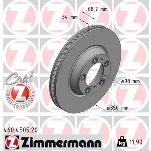 Zimmermann OE Coat Z Brake Rotor Single 350mm Front RH