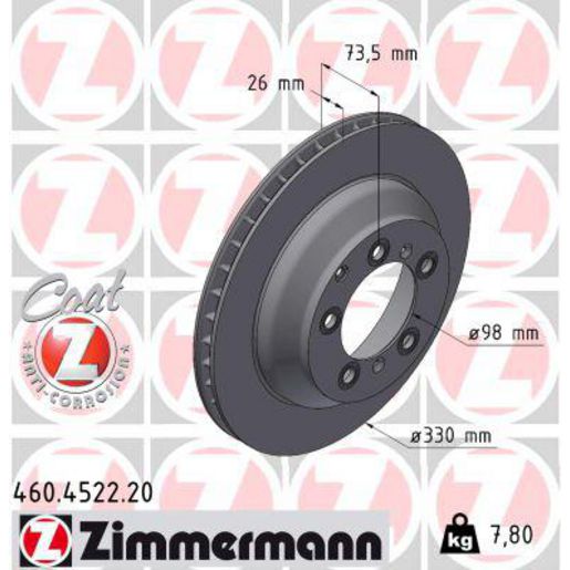 Zimmermann OE Coat Z Brake Rotor Single 330mm Rear