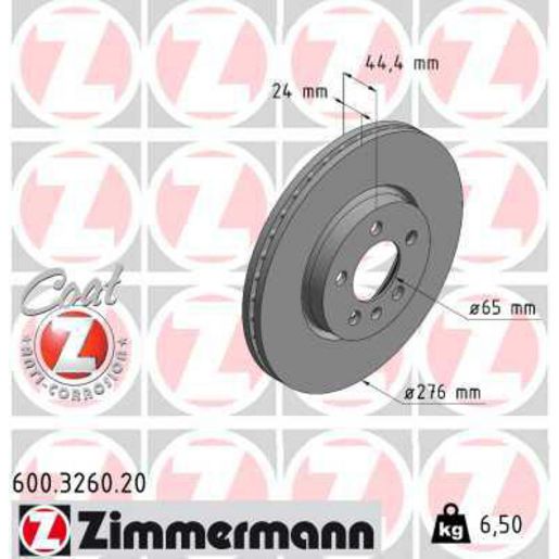 Zimmermann OE Coat Z Brake Rotor Single 276mm Front