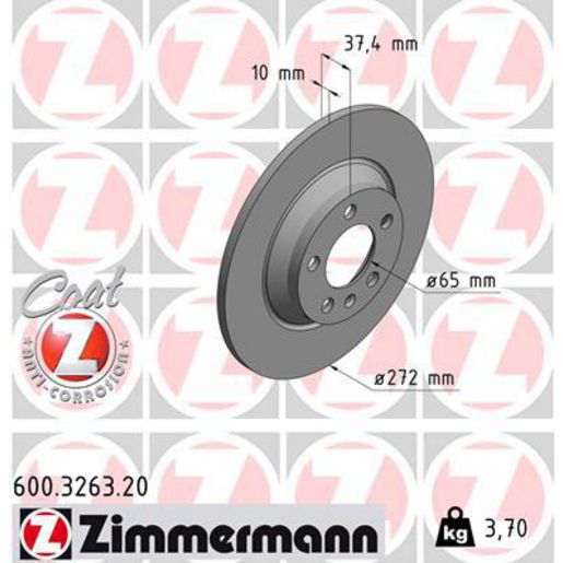 Zimmermann OE Coat Z Brake Rotor Single 276mm Rear