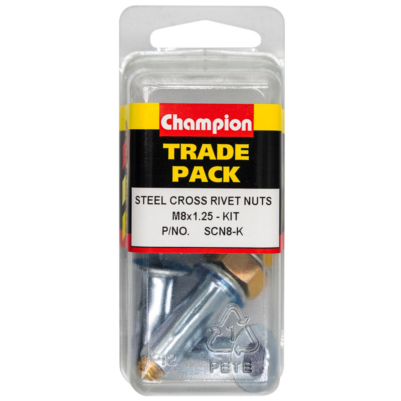 Champion Fasteners Steel Cross Rivet Nuts - M8X1.25 - Kit