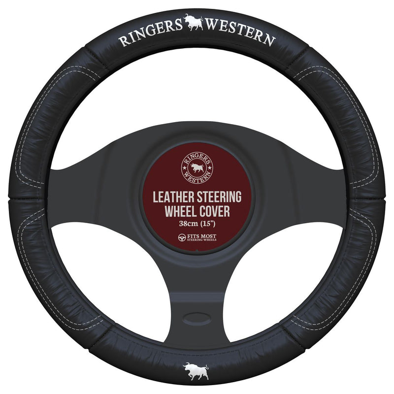 Ringers Western Steering Wheel Cover, Black Swrw-Blkbul