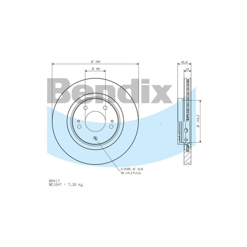 Bendix General CT Brake Rotor Single BR417 GCT