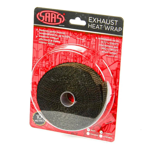 Saas Exhaust Wrap Basalt Black 25mm (1in) X 10m SHWT2510B