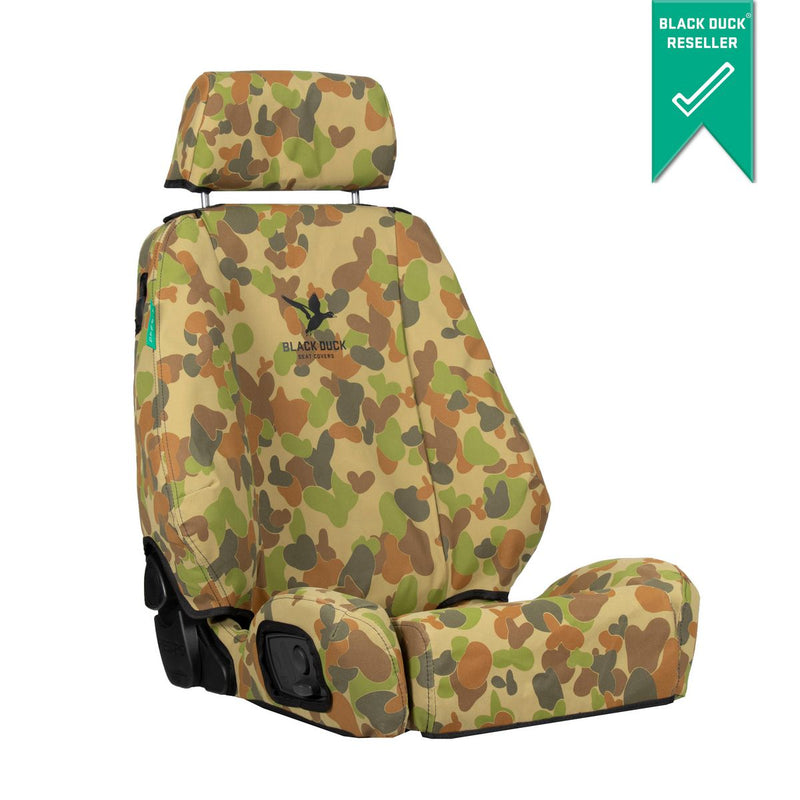 Black Duck Front Driver Car Seat Cover, Canvas, Camo -