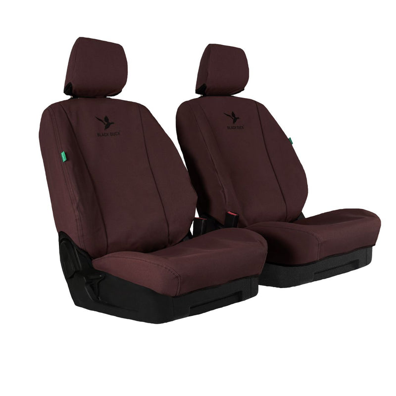 Black Duck Front Car Seat Cover Canvas, Maroon - Pair