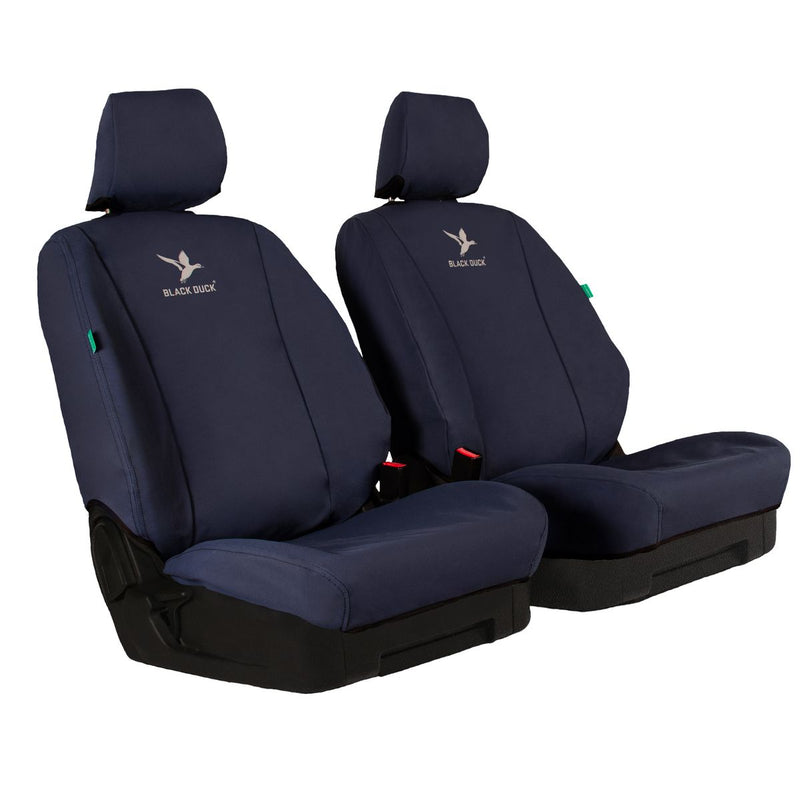 Black Duck Front Car Seat Cover Canvas, Navy Blue - Pair