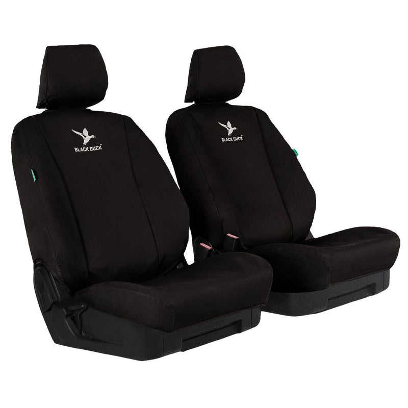 Black Duck Front Car Seat Covers Canvas, Black - Pair