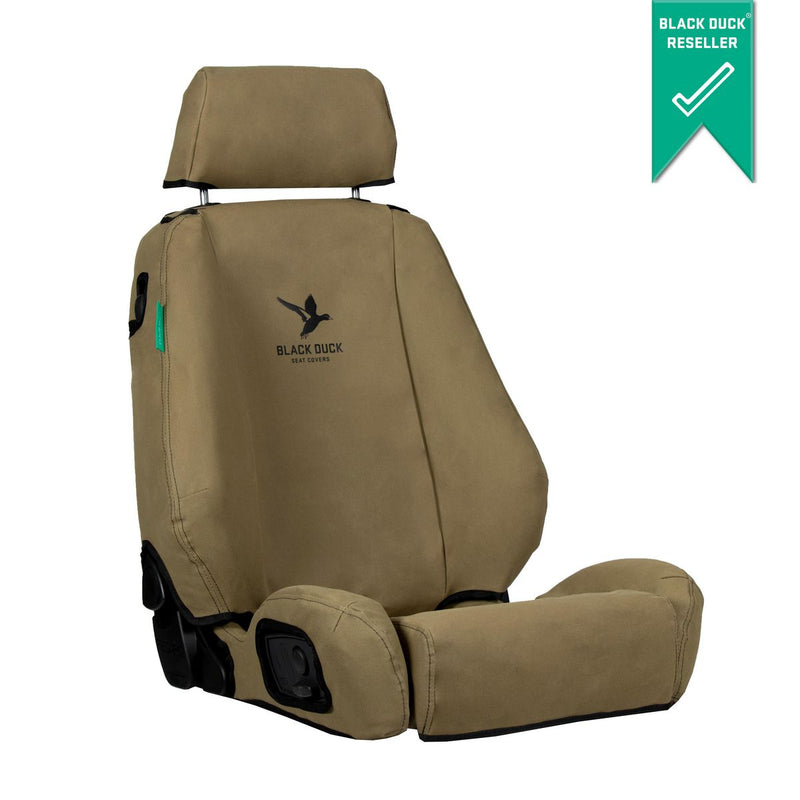 Black Duck Front Driver Car Seat Cover, Canvas, Khaki -