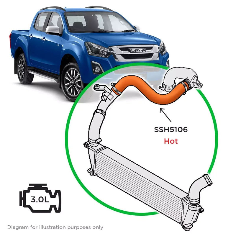 SaaS Silicone intercooler Pipe D-Max MUX Hot Side 16-20