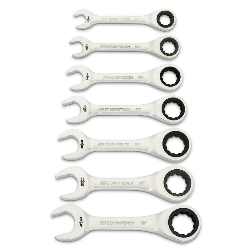 Gearwrench 7 Piece 90-Tooth 12 Point SAE Stubby